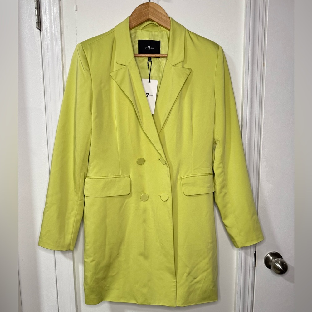 NWT! Seven for all Mankind lime green double breasted blazer dress, size Medium